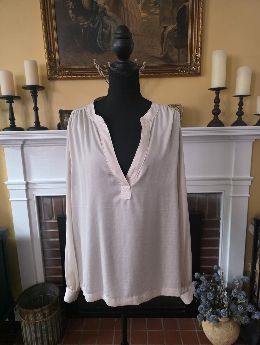 Cream Relaxed Popover Blouse